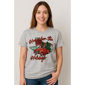 NWOT Texas Christmas Truck Graphic‎ T Shirt Home For The Holidays Gray 2XL Tee